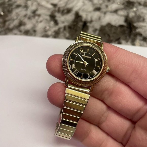 Working - Woman’s Signed McGregor LMG 515 Gold Tone Stretchy Stretch Wrist Watch - Picture 11 of 12